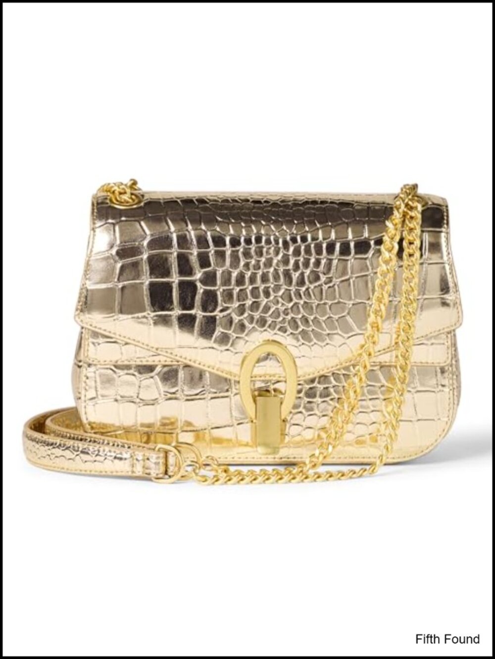 Faux Leather Chain Shoulder Bag with Adjustable Strap